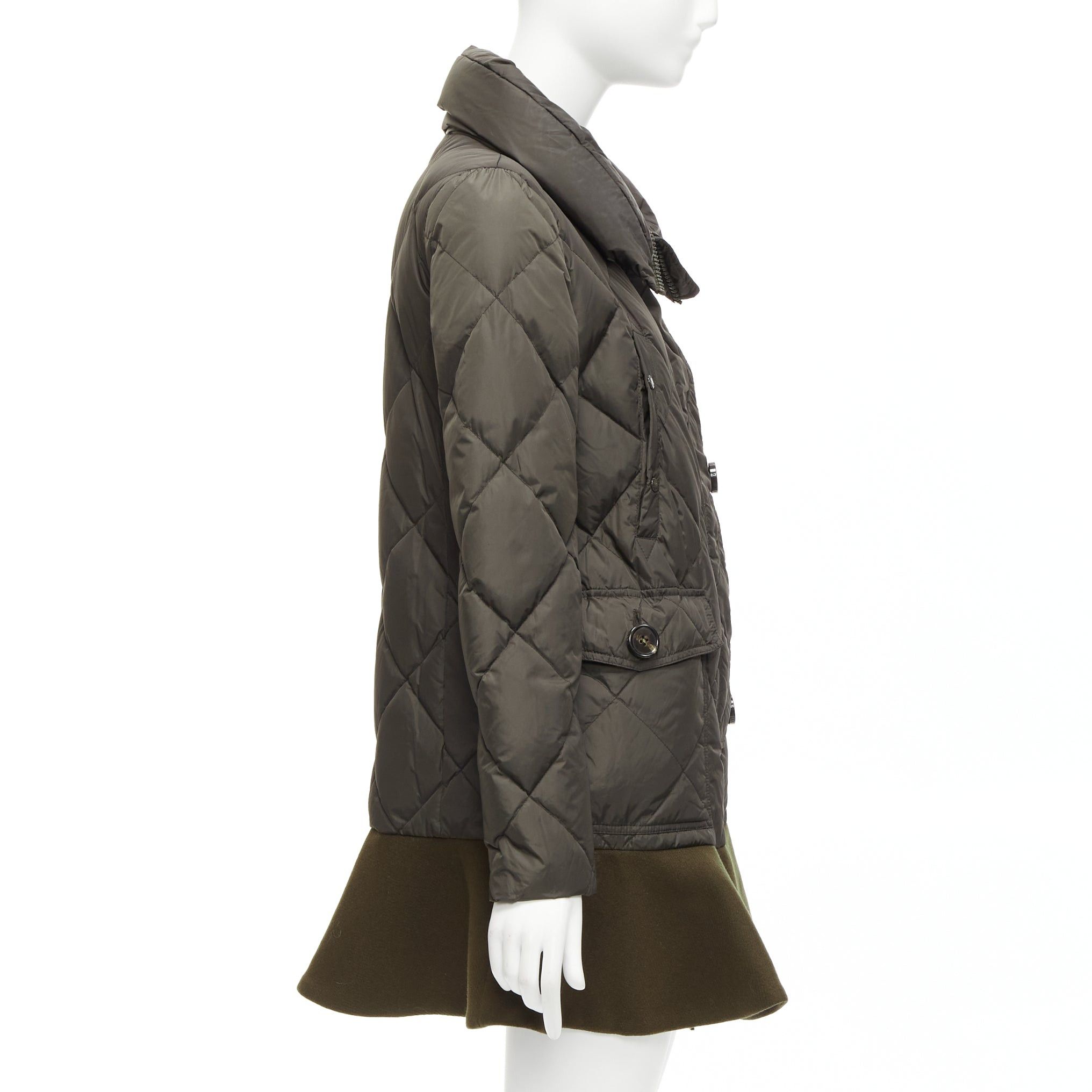 Moncler MONCLER Norme Afnor khaki quilted virgin wool blend frill hem coat Sz1 M Size S / US 4 / IT 40 - 5 Thumbnail