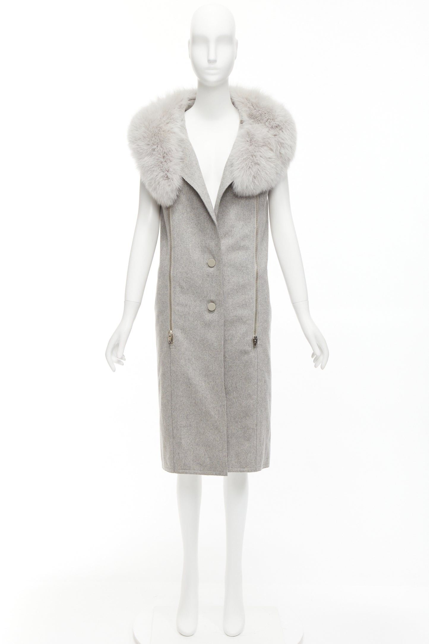 Alexander Wang ALEXANDER WANG Saga Furs grey fur collar virgin wool blend vest dress US4 S Size M / US 6-8 / IT 42-44 - 10 Thumbnail