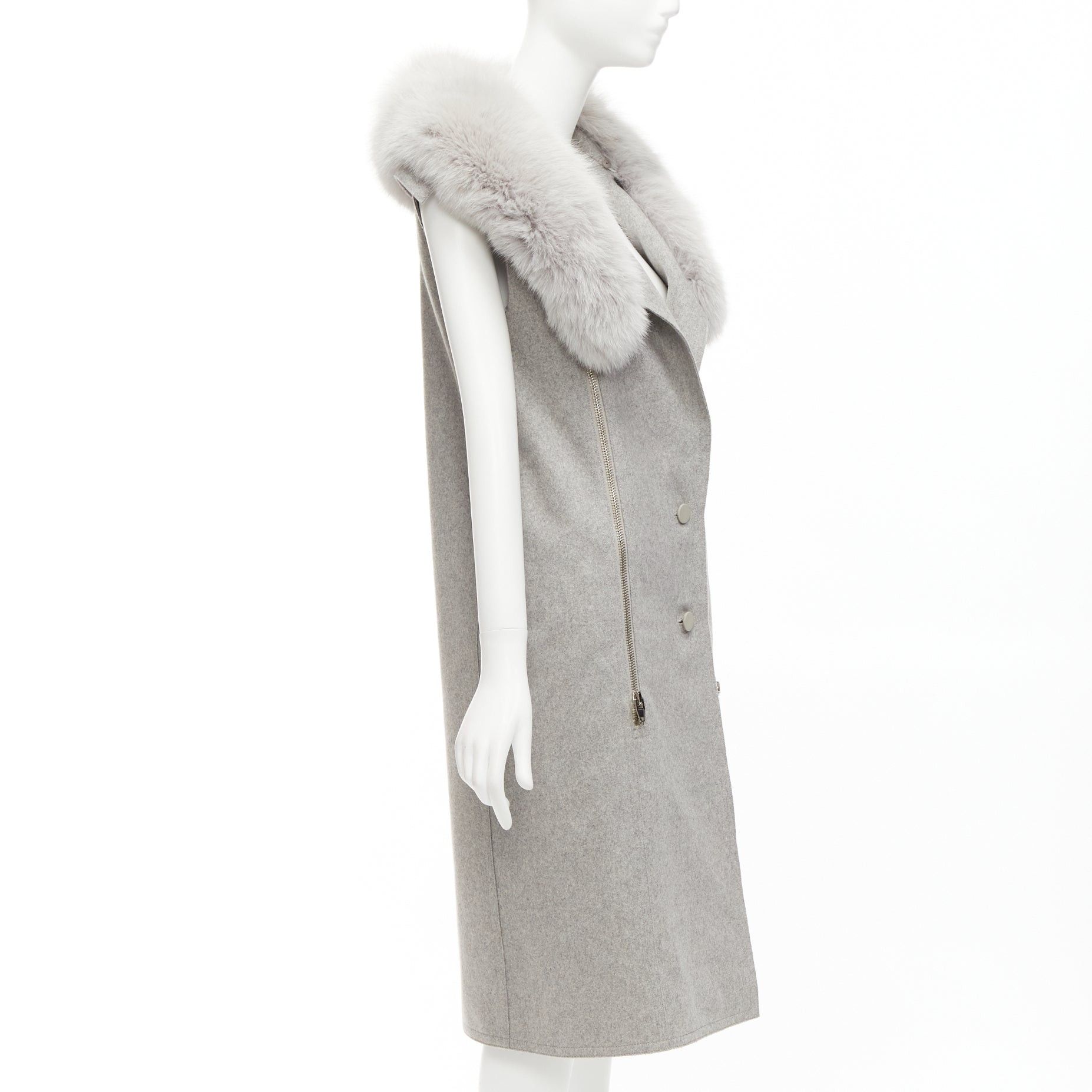 Alexander Wang ALEXANDER WANG Saga Furs grey fur collar virgin wool blend vest dress US4 S Size M / US 6-8 / IT 42-44 - 4 Thumbnail