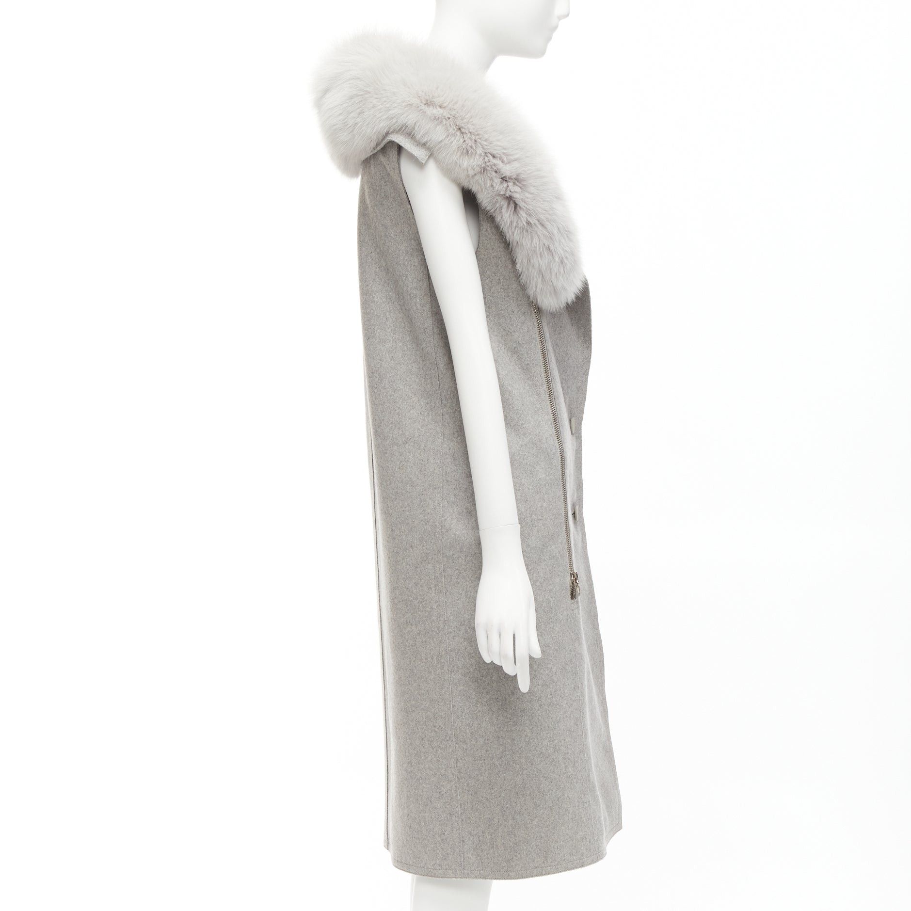 Alexander Wang ALEXANDER WANG Saga Furs grey fur collar virgin wool blend vest dress US4 S Size M / US 6-8 / IT 42-44 - 5 Thumbnail