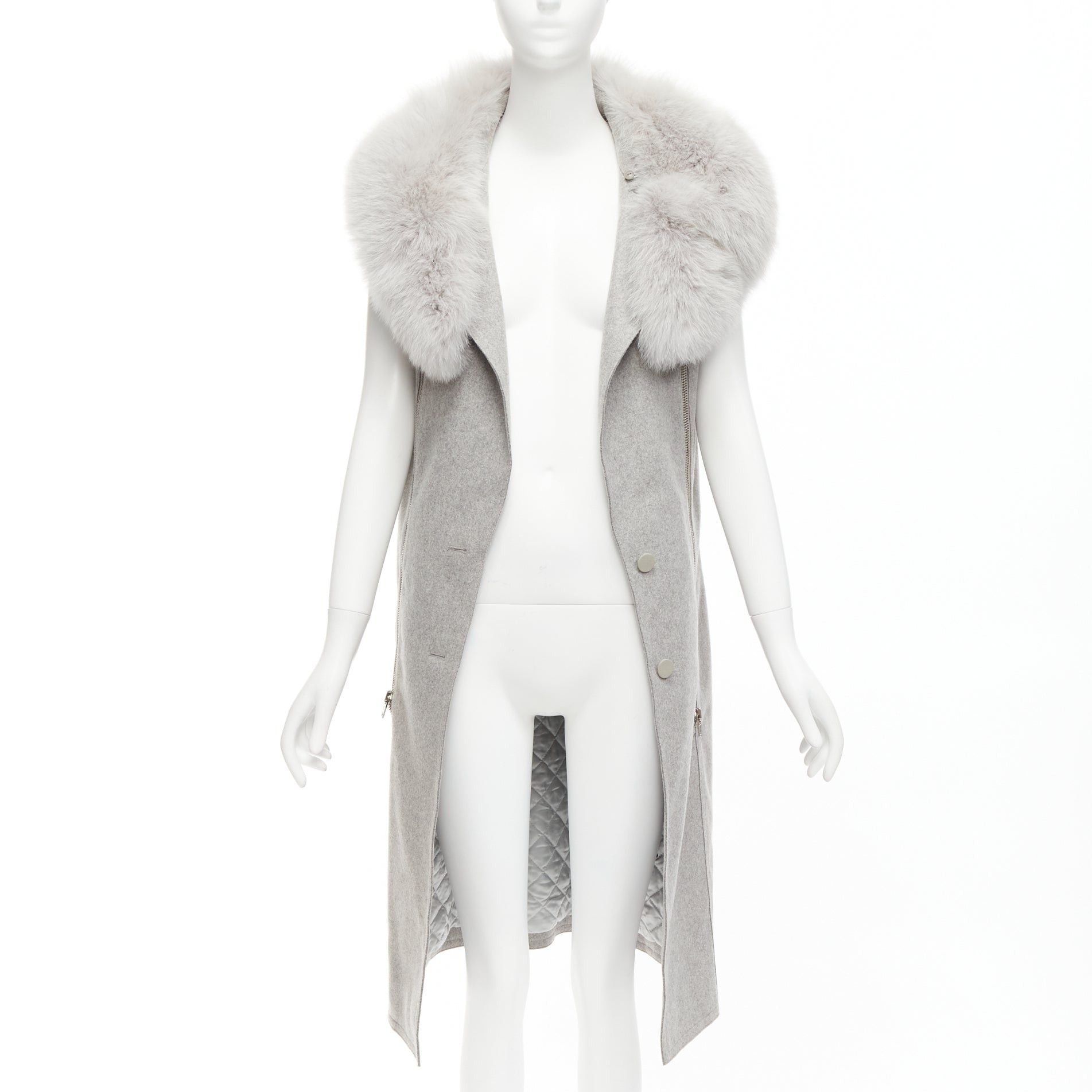 Alexander Wang ALEXANDER WANG Saga Furs grey fur collar virgin wool blend vest dress US4 S Size M / US 6-8 / IT 42-44 - 3 Thumbnail