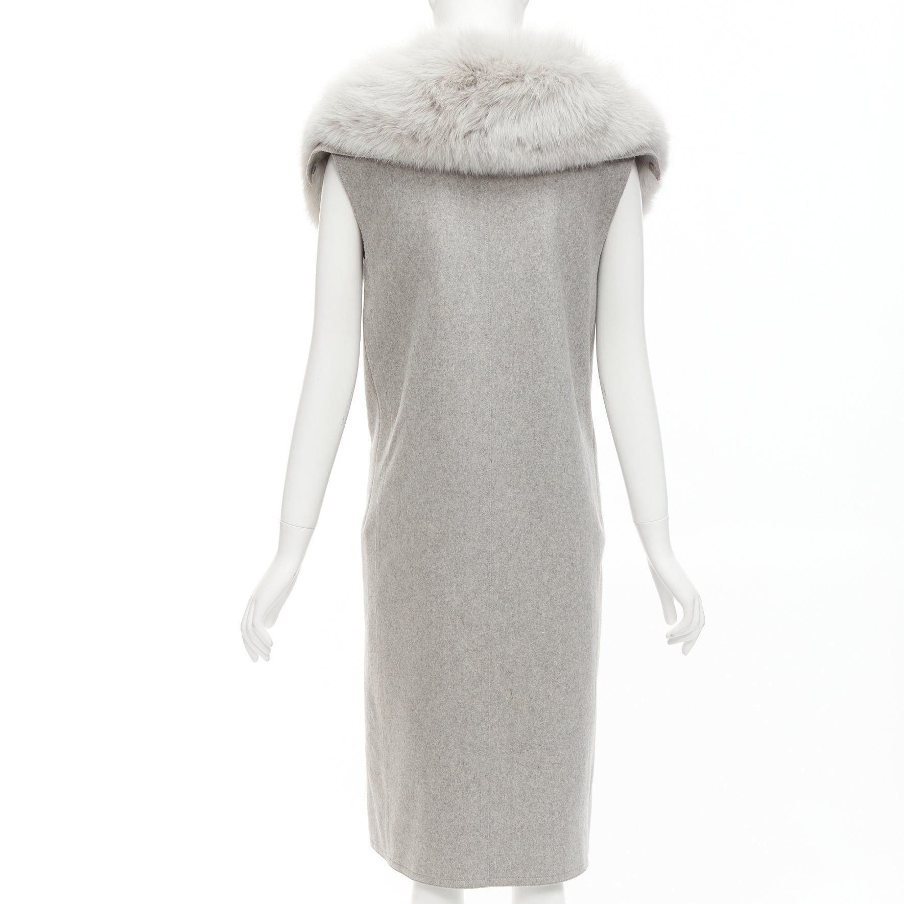 Alexander Wang ALEXANDER WANG Saga Furs grey fur collar virgin wool blend vest dress US4 S Size M / US 6-8 / IT 42-44 - 6 Thumbnail