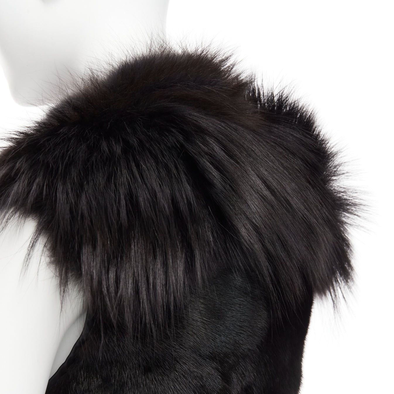 Rick Owens rare RICK OWENS Palais Royale black mixed fur asymmetric zipper vest top jacket Size S / US 4 / IT 40 - 8 Thumbnail