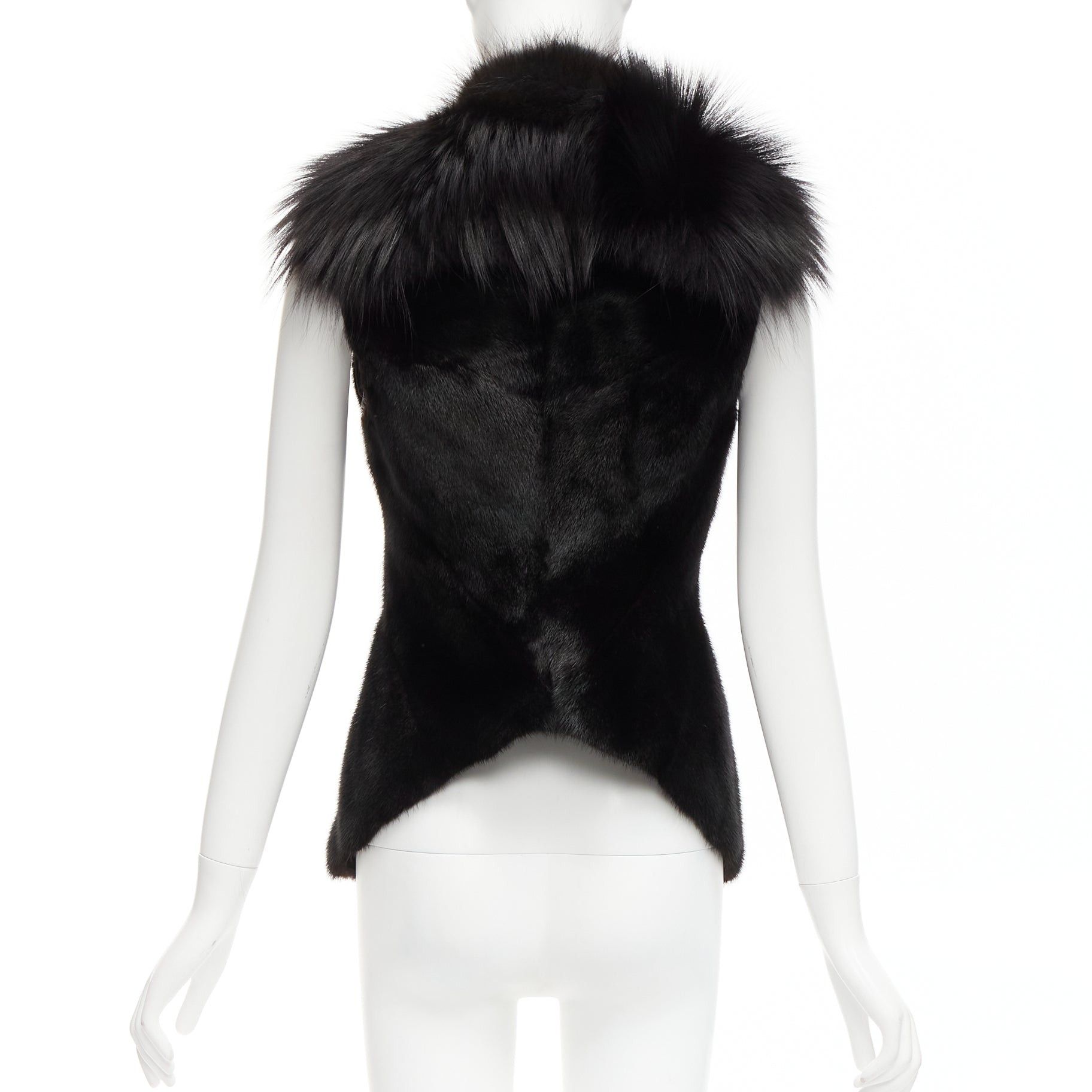 Rick Owens rare RICK OWENS Palais Royale black mixed fur asymmetric zipper vest top jacket Size S / US 4 / IT 40 - 6 Thumbnail