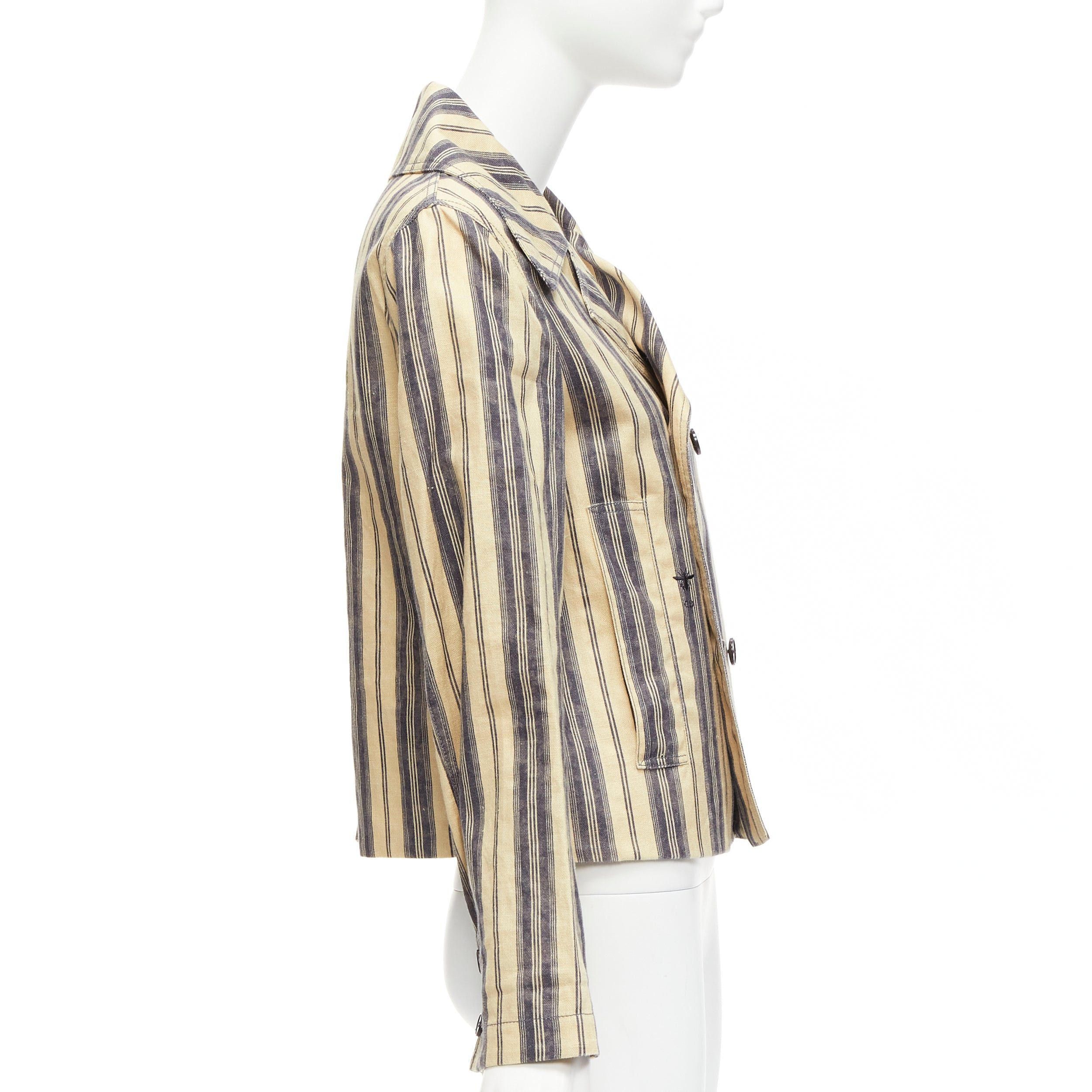 Dior CHRISTIAN DIOR 2020 Runway beige striped linen blend double breasted blazer FR36 S Size S / US 4 / IT 40 - 5 Thumbnail