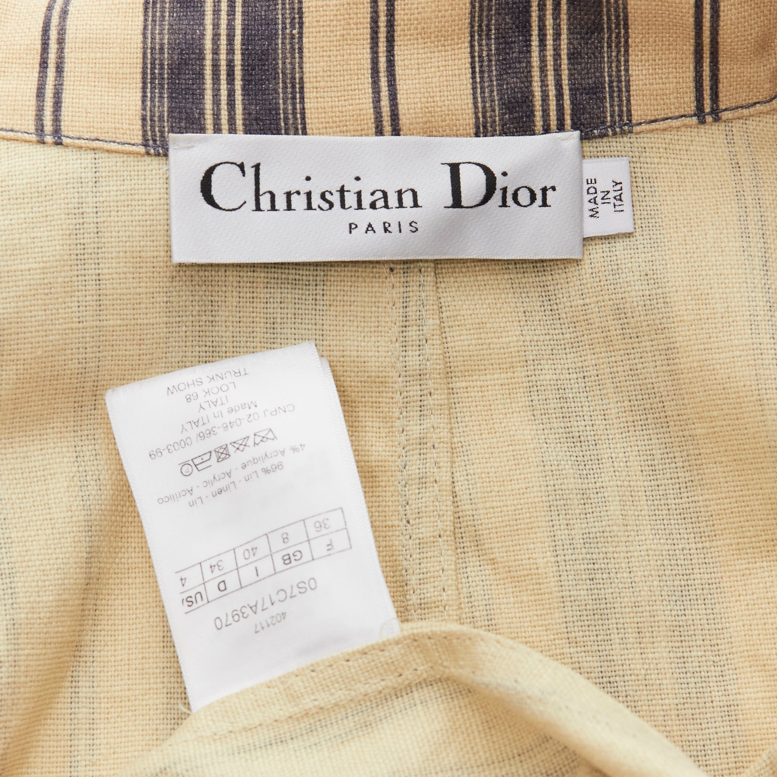 Dior CHRISTIAN DIOR 2020 Runway beige striped linen blend double breasted blazer FR36 S Size S / US 4 / IT 40 - 9 Thumbnail