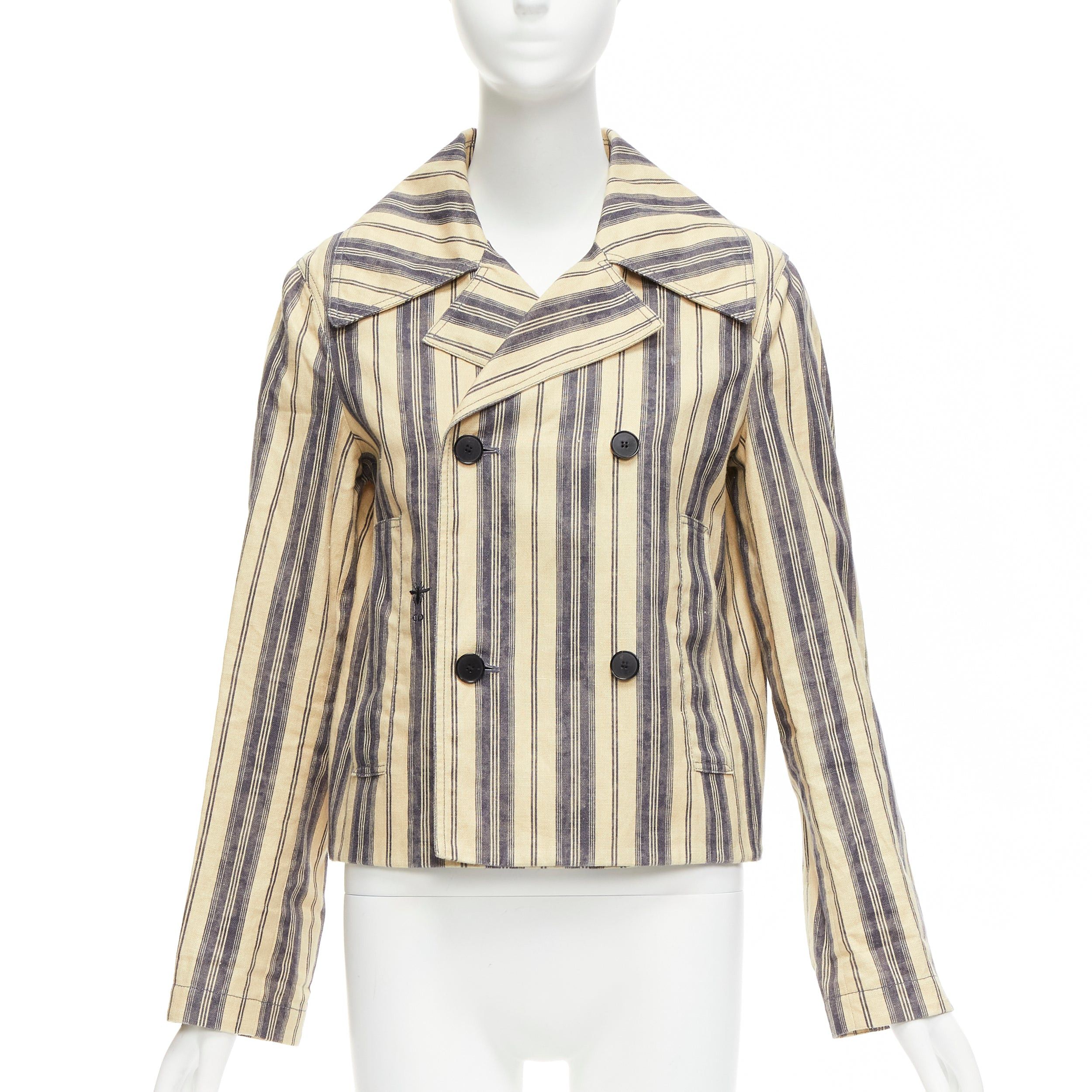 Dior CHRISTIAN DIOR 2020 Runway beige striped linen blend double breasted blazer FR36 S Size S / US 4 / IT 40 - 3 Thumbnail