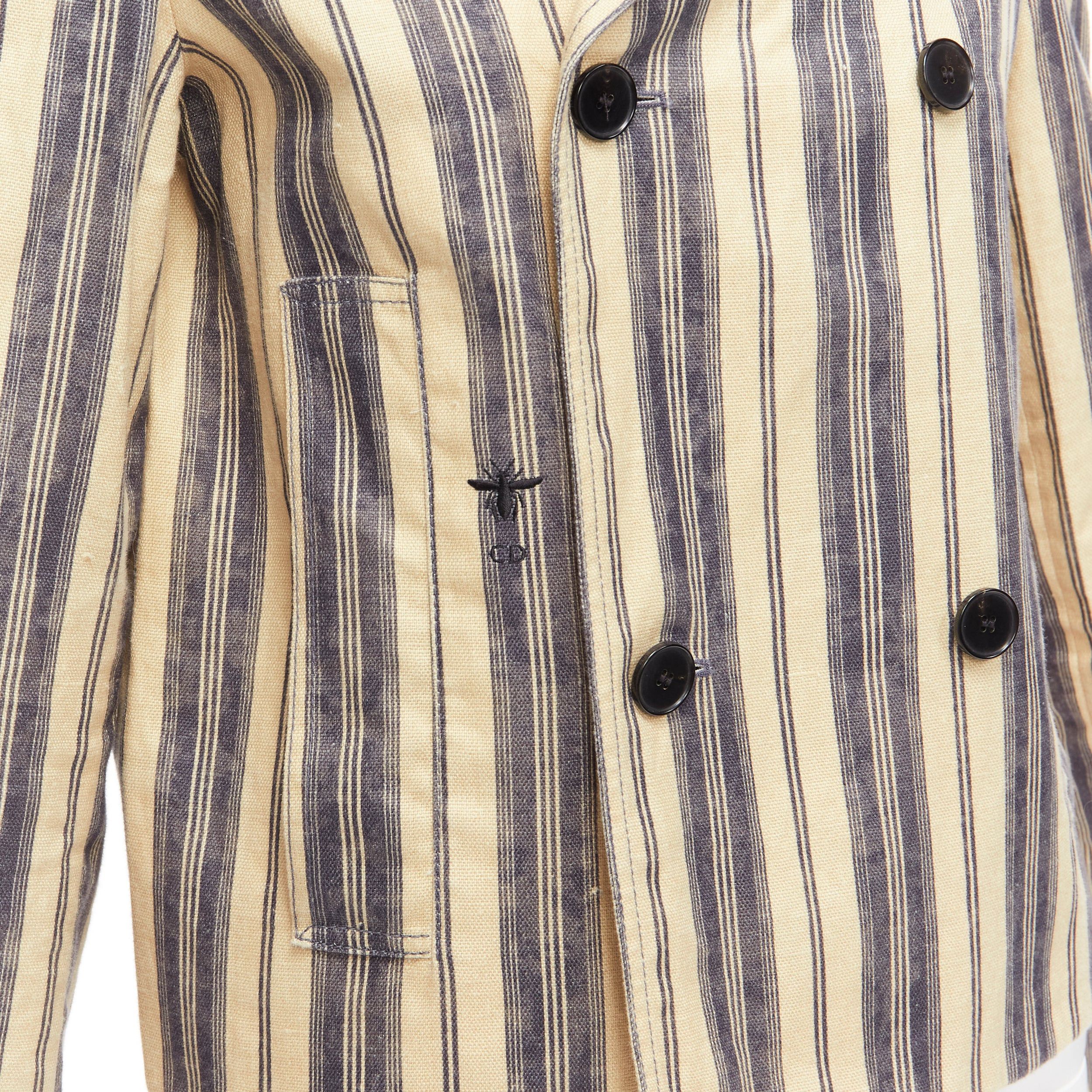 Dior CHRISTIAN DIOR 2020 Runway beige striped linen blend double breasted blazer FR36 S Size S / US 4 / IT 40 - 2 Thumbnail