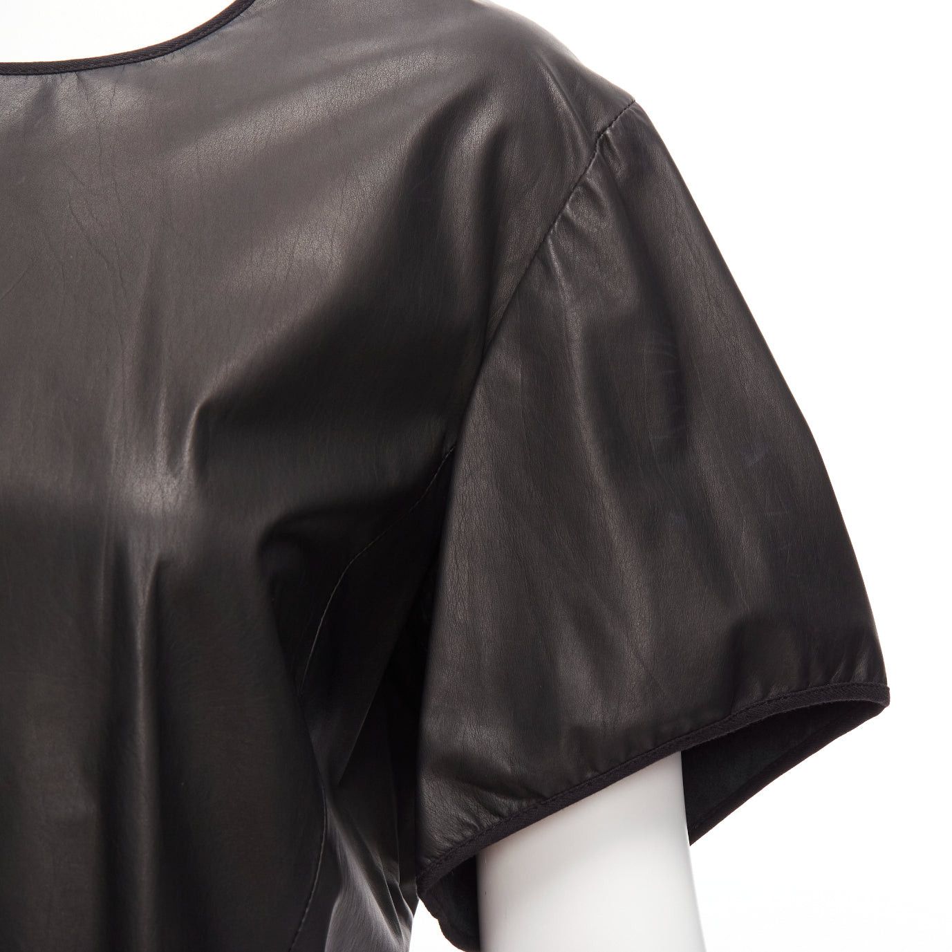 Theory THEYSKENS THEORY black 100% calf leather 3D flare sleeve hi low hem top S Size S / US 4 / IT 40 - 2 Thumbnail