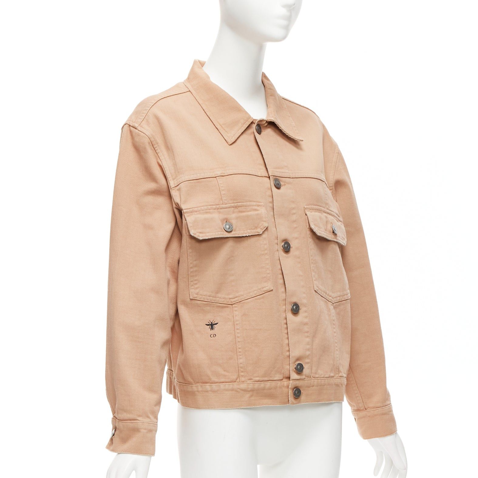 Dior CHRISTIAN DIOR dirty peach denim CD bee logo boxy trucker jacket FR36 S Size S / US 4 / IT 40 - 3 Thumbnail