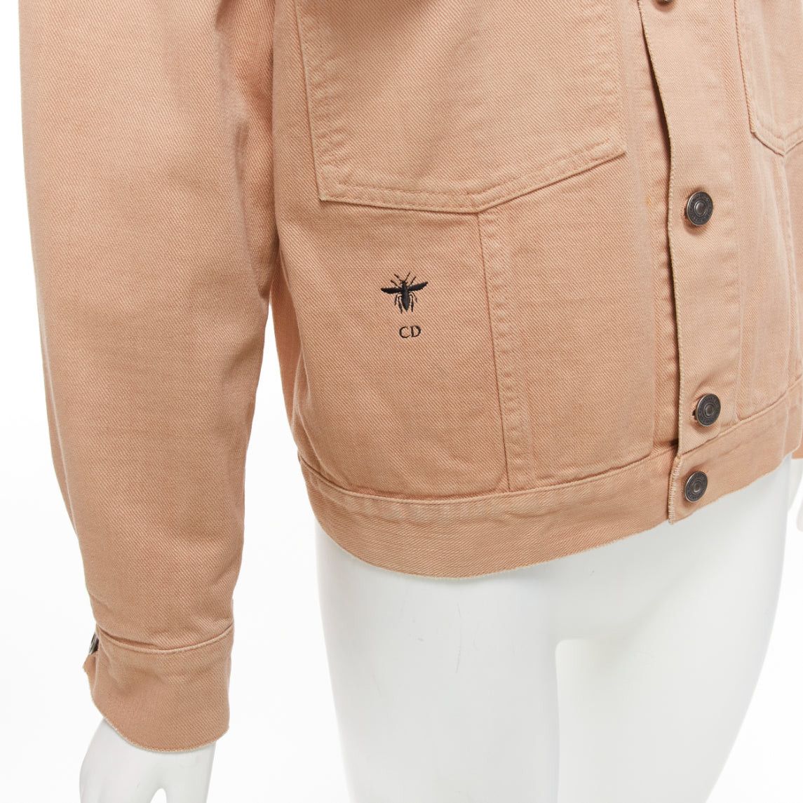 Dior CHRISTIAN DIOR dirty peach denim CD bee logo boxy trucker jacket FR36 S Size S / US 4 / IT 40 - 2 Thumbnail