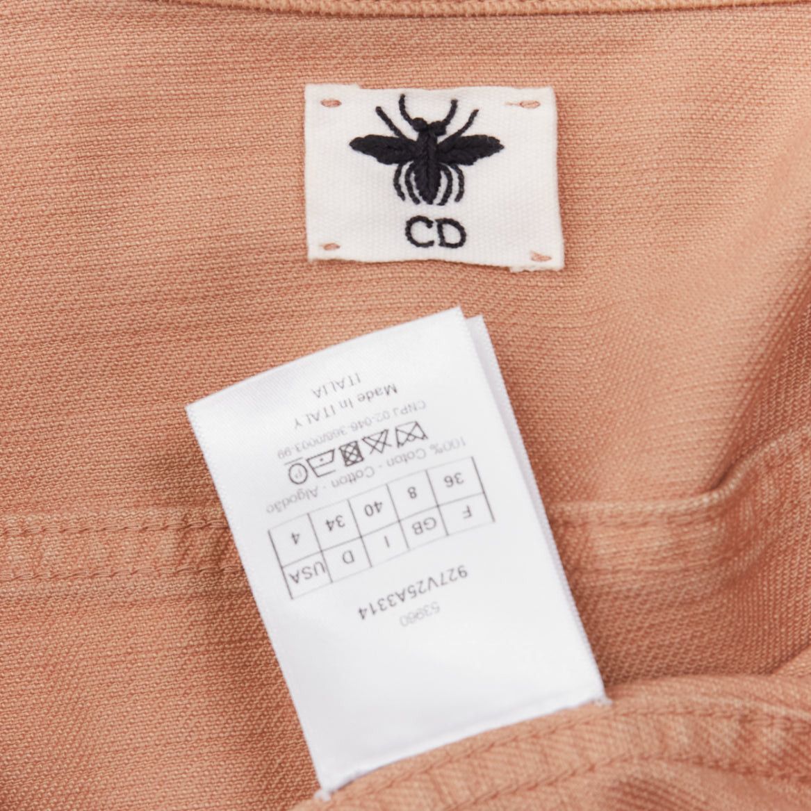 Dior CHRISTIAN DIOR dirty peach denim CD bee logo boxy trucker jacket FR36 S Size S / US 4 / IT 40 - 8 Thumbnail