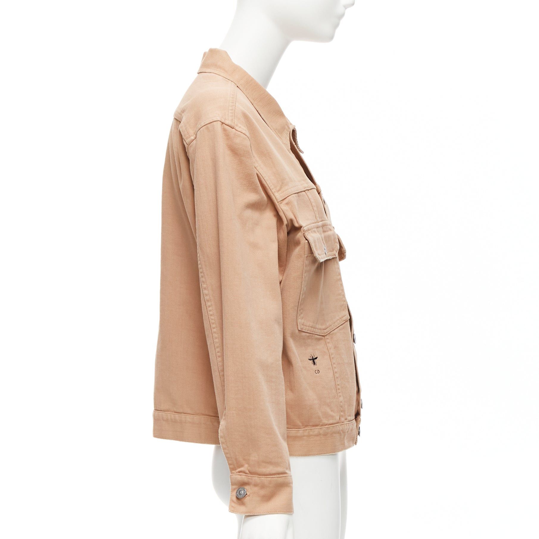 Dior CHRISTIAN DIOR dirty peach denim CD bee logo boxy trucker jacket FR36 S Size S / US 4 / IT 40 - 4 Thumbnail