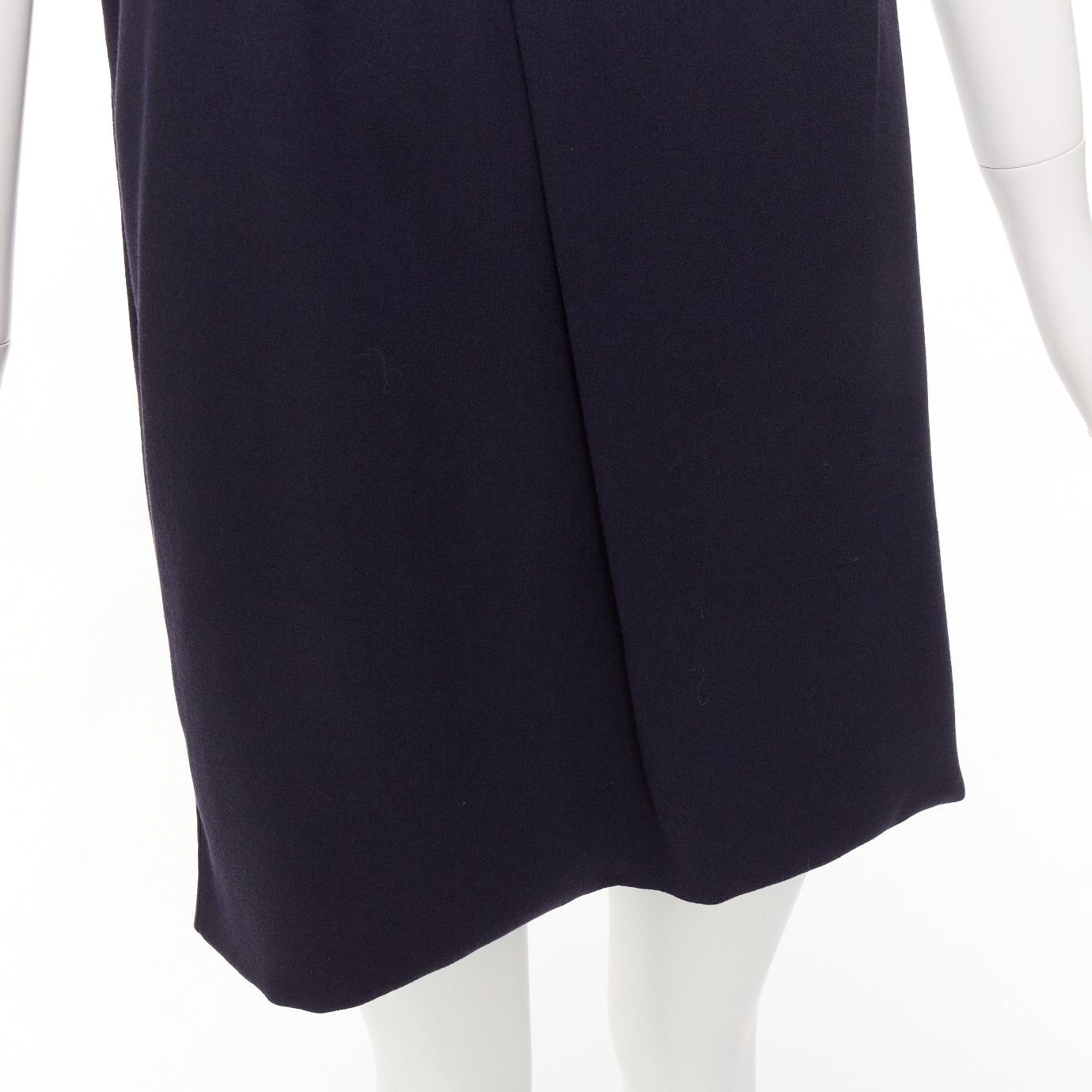 Fendi FENDI navy viscose wool asymmetric pleated collar silk lined mini dress IT38 XS Size XS / US 0-2 / IT 36-38 - 7 Thumbnail
