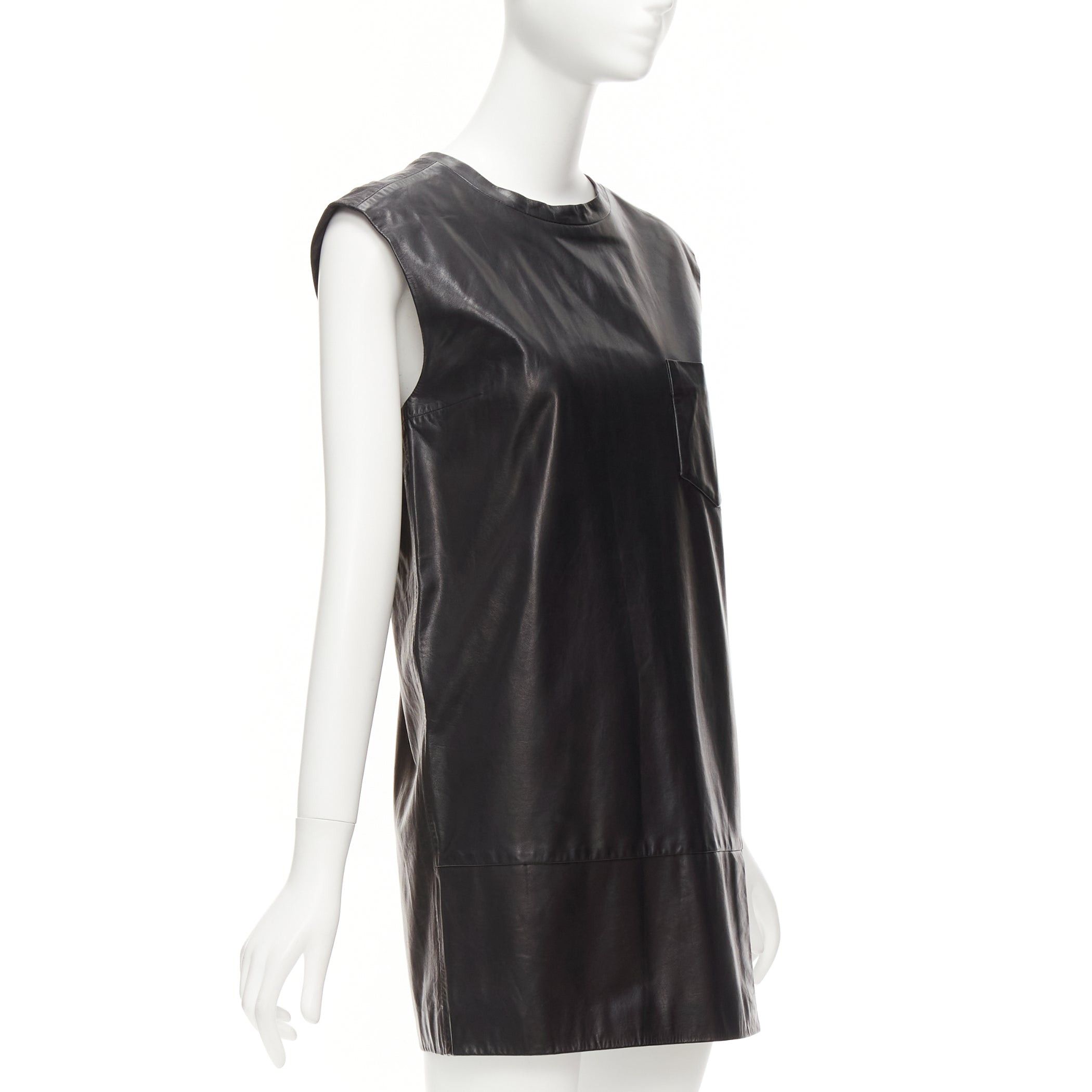 3.1 Phillip Lim 3.1 PHILLIP LIM black leather pocketed slit lace up keyhole mini dress US2 S Size S / US 4 / IT 40 - 3 Thumbnail