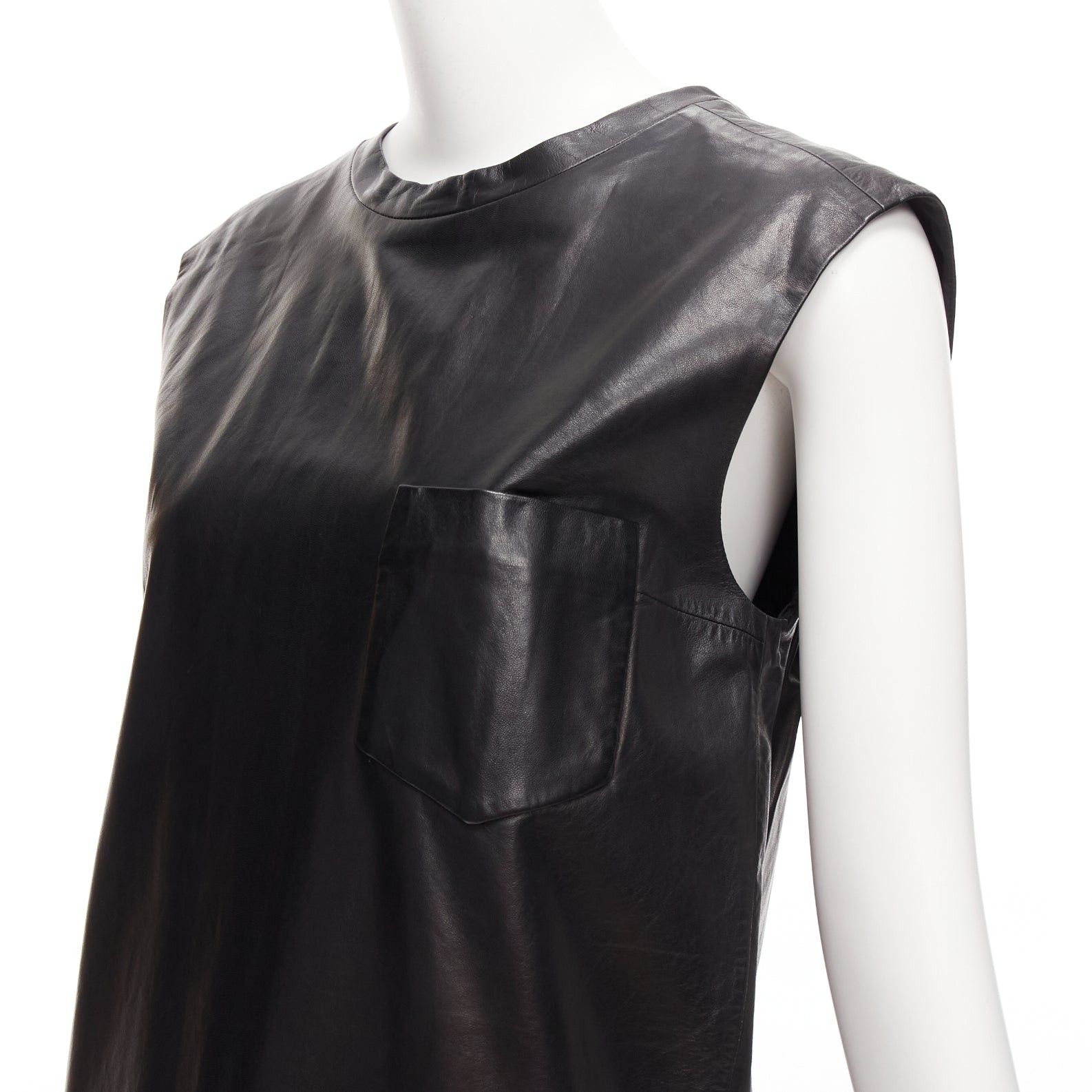 3.1 Phillip Lim 3.1 PHILLIP LIM black leather pocketed slit lace up keyhole mini dress US2 S Size S / US 4 / IT 40 - 7 Thumbnail