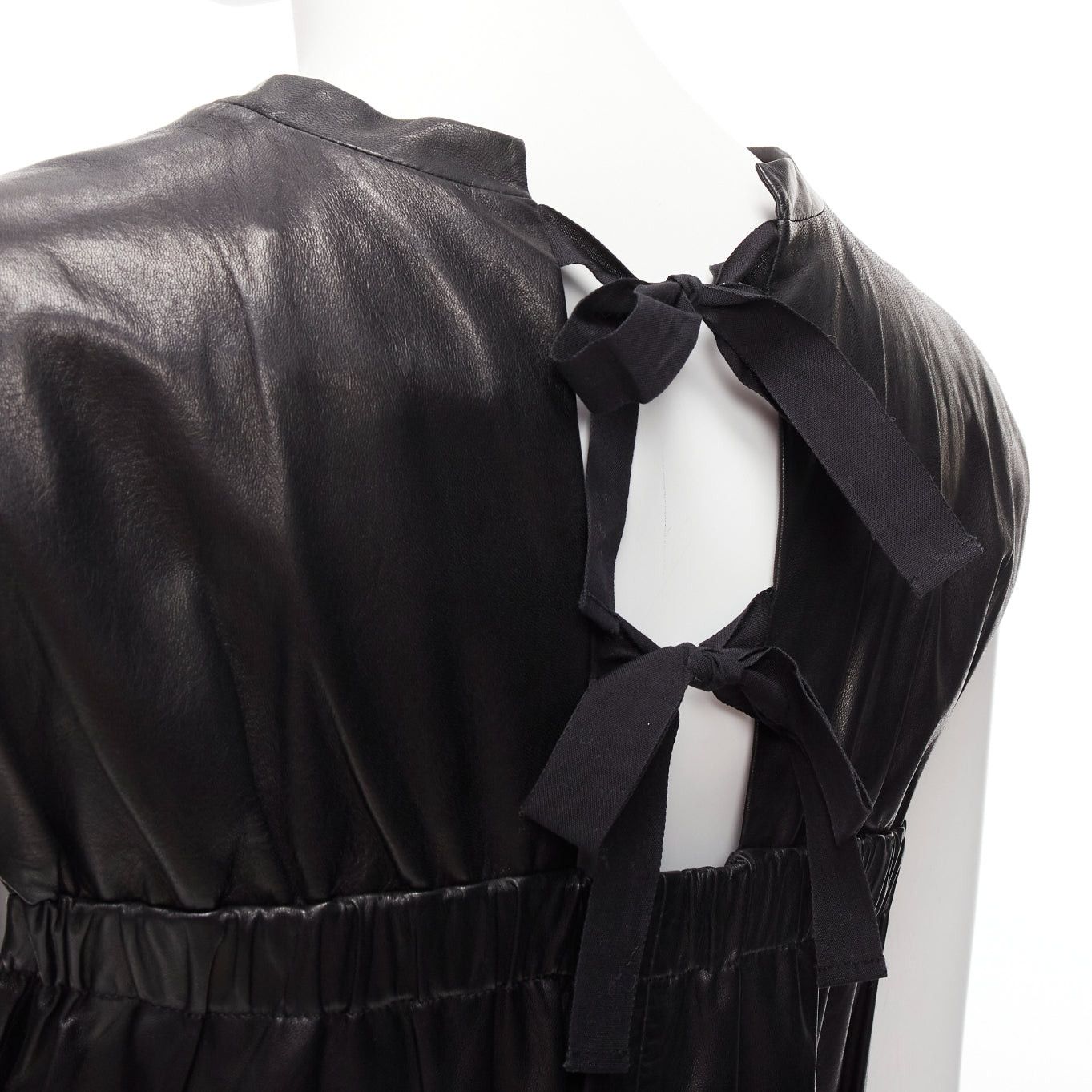 3.1 Phillip Lim 3.1 PHILLIP LIM black leather pocketed slit lace up keyhole mini dress US2 S Size S / US 4 / IT 40 - 2 Thumbnail