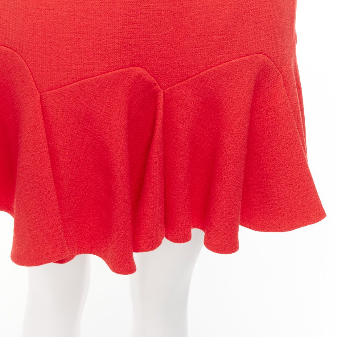 Carven CARVEN coral orange viscose virgin wool frill hem mini skirt IT38 XS Size 26" / US 2 / IT 38 - 2 Thumbnail