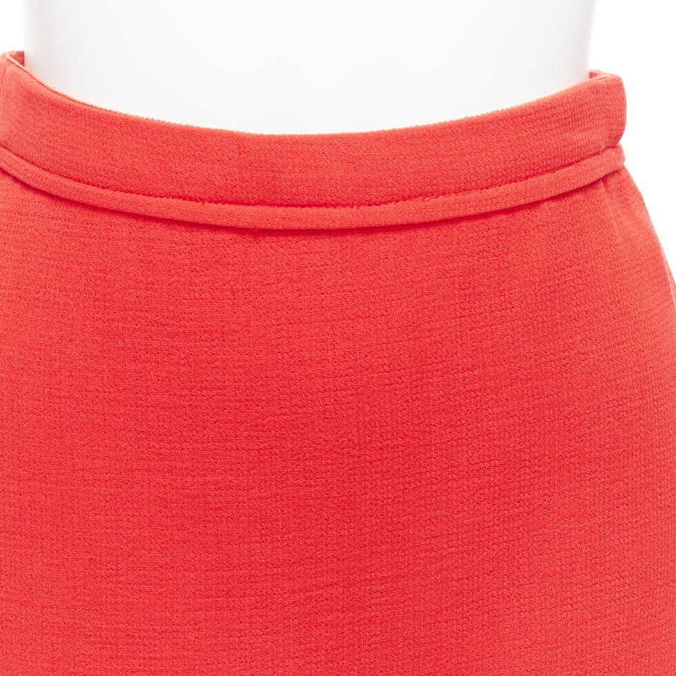 Carven CARVEN coral orange viscose virgin wool frill hem mini skirt IT38 XS Size 26" / US 2 / IT 38 - 7 Thumbnail