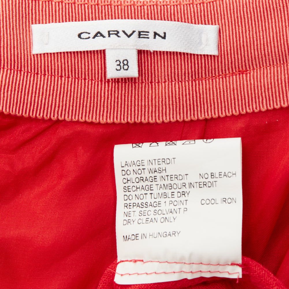 Carven CARVEN coral orange viscose virgin wool frill hem mini skirt IT38 XS Size 26" / US 2 / IT 38 - 8 Thumbnail