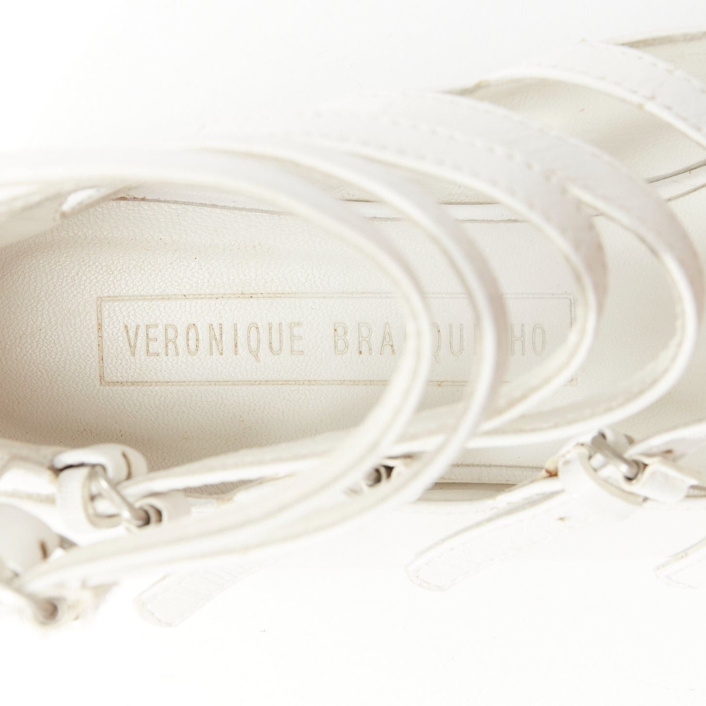 Veronique Branquinho VERONIQUE BRANQUINHO white leather silver studded wingtip strappy flats EU37.5 Size US 7.5 / IT 37.5 - 9 Thumbnail