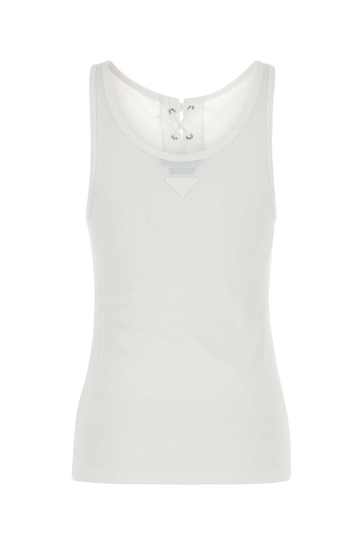Prada White Cotton Tank Top Size S / US 4 / IT 40 - 2 Thumbnail