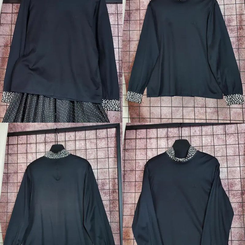Dior Dior Black Cotton Embroidered Logo Long Sleeve Tee 0089 Size L / US 10 / IT 46 - 2 Thumbnail