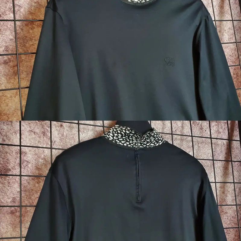 Dior Dior Black Cotton Embroidered Logo Long Sleeve Tee 0089 Size L / US 10 / IT 46 - 3 Thumbnail