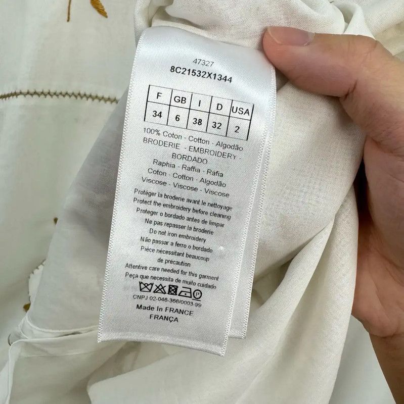 Dior Dior Embroidered White Cotton Summer Shirt 0089 Size S / US 4 / IT 40 - 6 Thumbnail