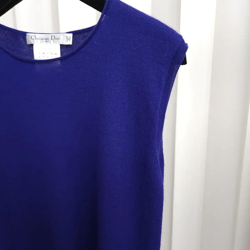 Dior Dior Blue Wool Short Sleeve Top 0089 Size S / US 4 / IT 40 - 4 Thumbnail