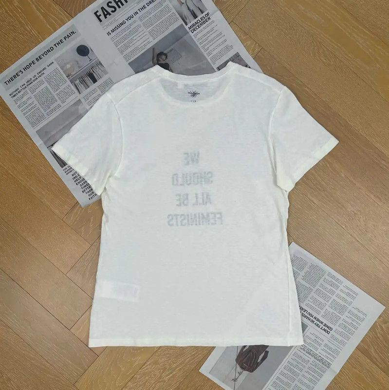 Dior Dior Feminist White Cotton T-Shirt 0089 Size S / US 4 / IT 40 - 2 Thumbnail