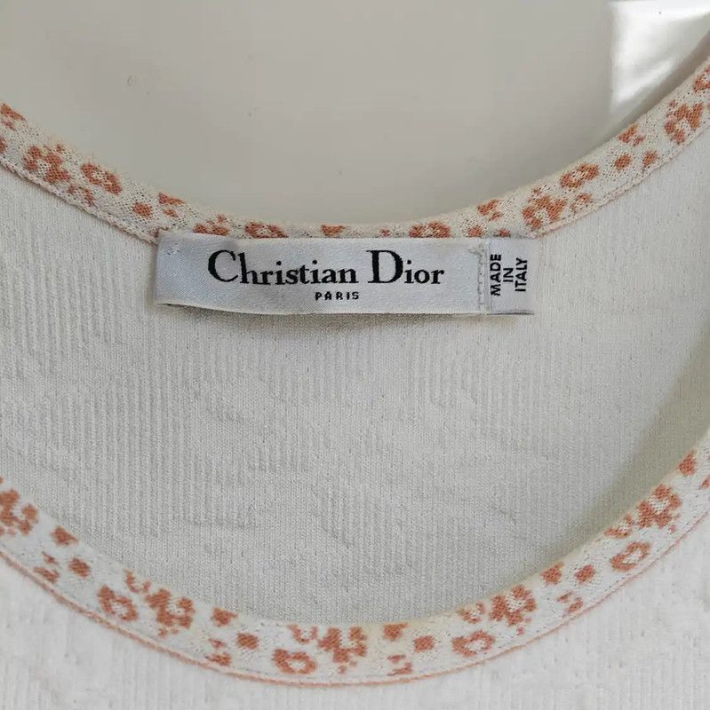 Dior Dior White Cotton Blend Short Sleeve Top 0089 Size XS / US 0-2 / IT 36-38 - 4 Thumbnail