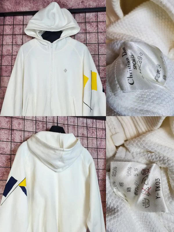 Dior Dior White Cotton Blend Embroidered Hoodie 0089 Size M / US 6-8 / IT 42-44 - 3 Thumbnail