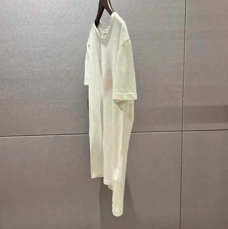Dior Dior Summer White Cotton T-Shirt with Print 0089 Size S / US 4 / IT 40 - 2 Thumbnail