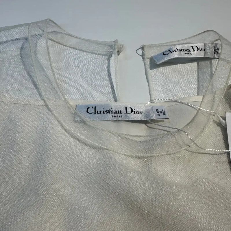 Dior Dior White Cotton Graphic Tee for Women 0089 Size L / US 10 / IT 46 - 3 Thumbnail