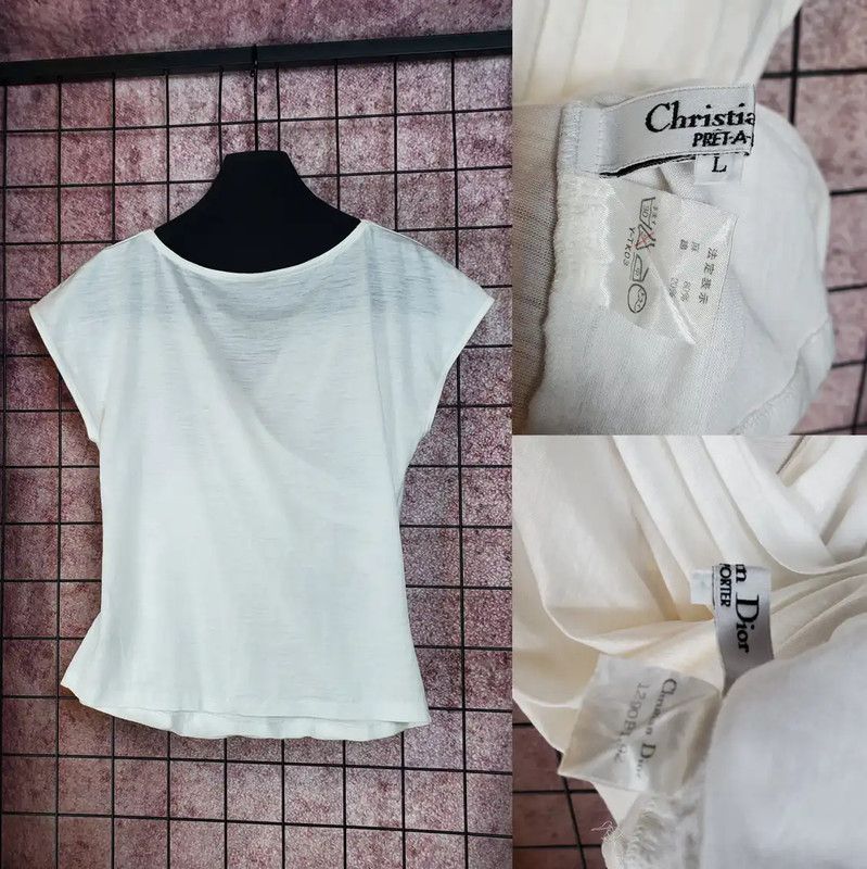 Dior Dior Summer White Linen Blend Short Sleeve Top 0089 Size L / US 10 / IT 46 - 10 Thumbnail
