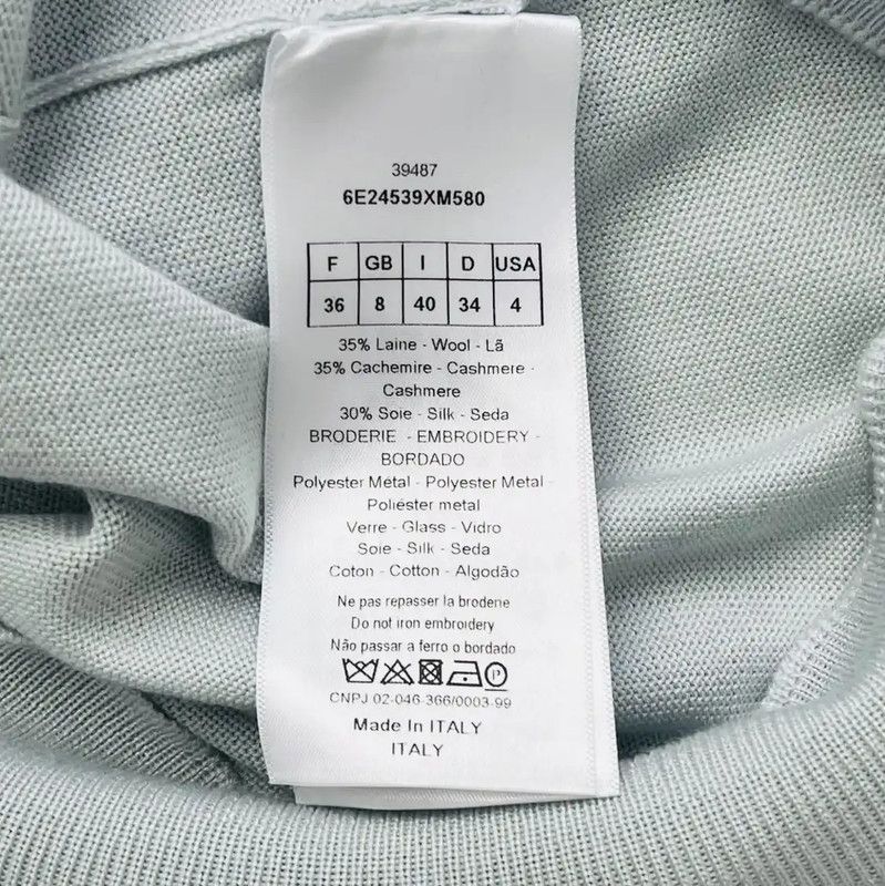 Dior Dior Light Blue Embroidered Short Sleeve T-Shirt 0089 Size S / US 4 / IT 40 - 7 Thumbnail