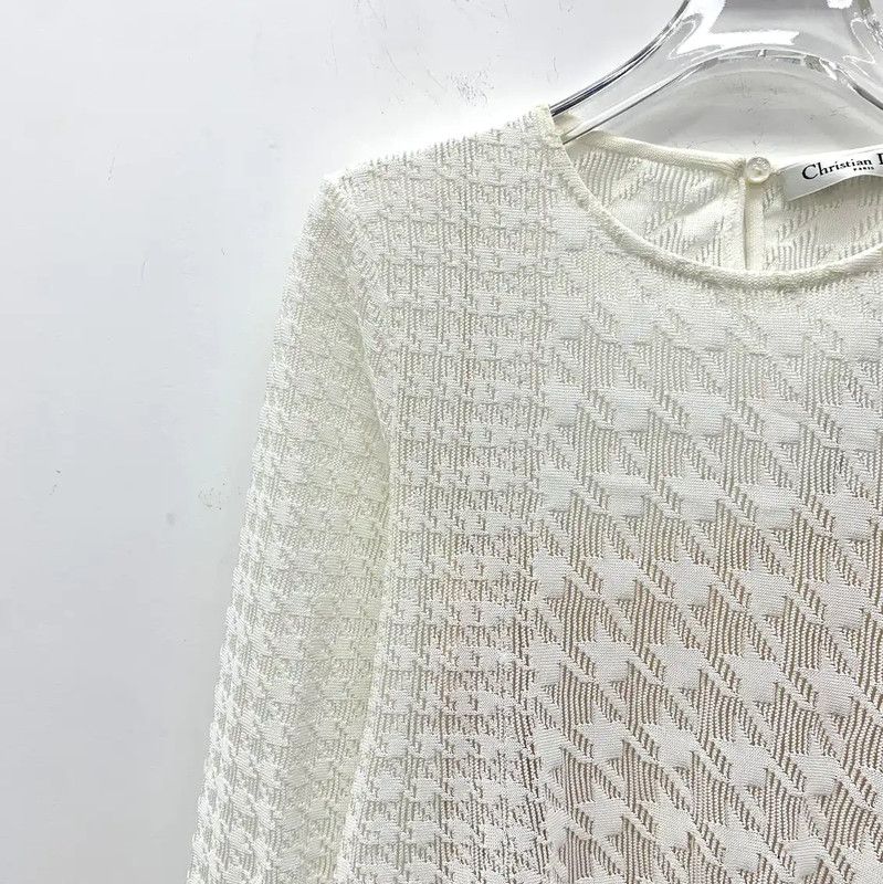 Dior Dior White Knit Pullover for Women 0089 Size XS / US 0-2 / IT 36-38 - 3 Thumbnail