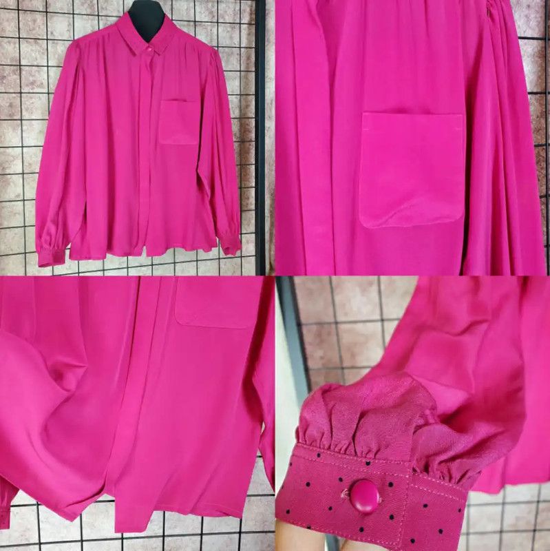 Dior Dior Pink Silk Dot Long Sleeve Blouse 0089 Size M / US 6-8 / IT 42-44 - 3 Thumbnail