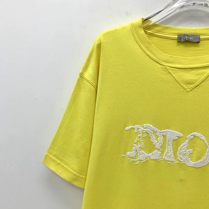 Dior Dior Yellow Cotton Women's T-Shirt 0089 Size M / US 6-8 / IT 42-44 - 3 Thumbnail