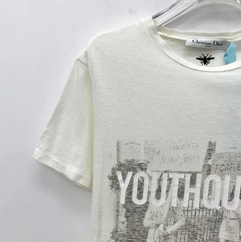 Dior Dior Women's Cotton T-Shirt in Off-White 0089 Size XS / US 0-2 / IT 36-38 - 3 Thumbnail