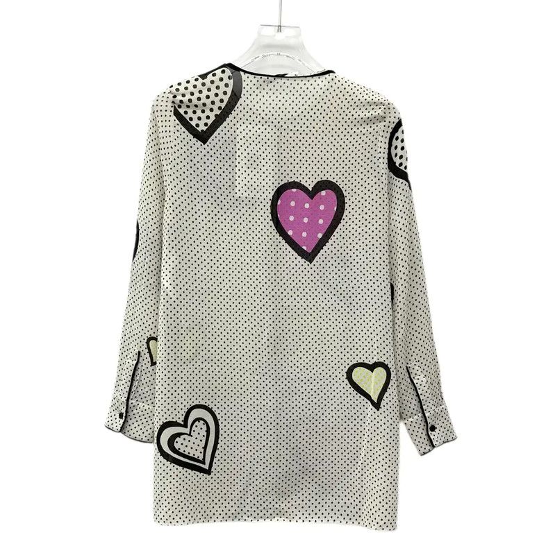 Dior Dior Beige Silk Shirt with Heart Prints 0089 Size M / US 6-8 / IT 42-44 - 2 Thumbnail