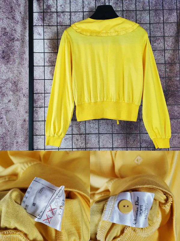 Dior Dior Yellow Cotton Logo Long Sleeve Top 0089 Size M / US 6-8 / IT 42-44 - 8 Thumbnail
