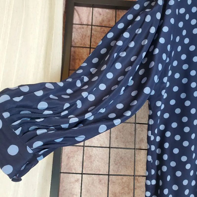 Dior Dior Navy Polka Dot Silk Dress Size M 0089 Size M / US 6-8 / IT 42-44 - 9 Thumbnail