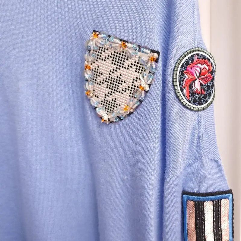 Dior Dior Blue Cashmere Patterned Short Sleeve Sweater 0089 Size S / US 4 / IT 40 - 5 Thumbnail
