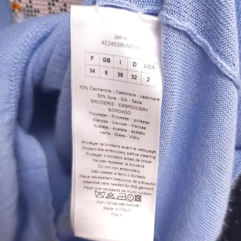Dior Dior Blue Cashmere Patterned Short Sleeve Sweater 0089 Size S / US 4 / IT 40 - 3 Thumbnail
