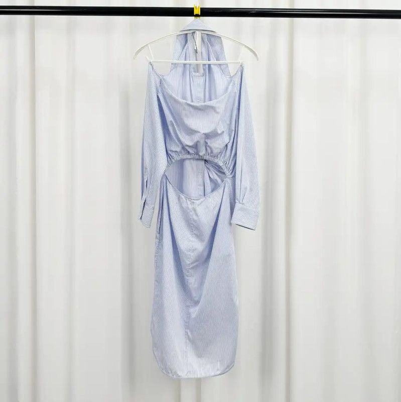 Dior Dior Blue Striped Long Sleeve Dress 0089 Size S / US 4 / IT 40 - 2 Thumbnail