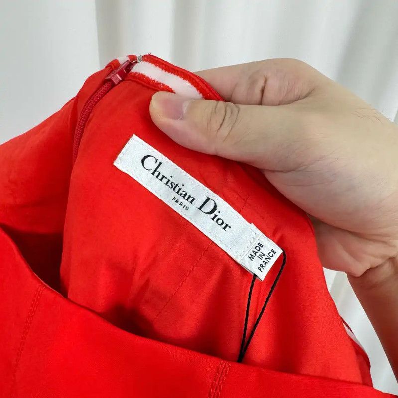 Dior Dior Red Cotton Blend Midi Summer Dress 0089 Size S / US 4 / IT 40 - 6 Thumbnail