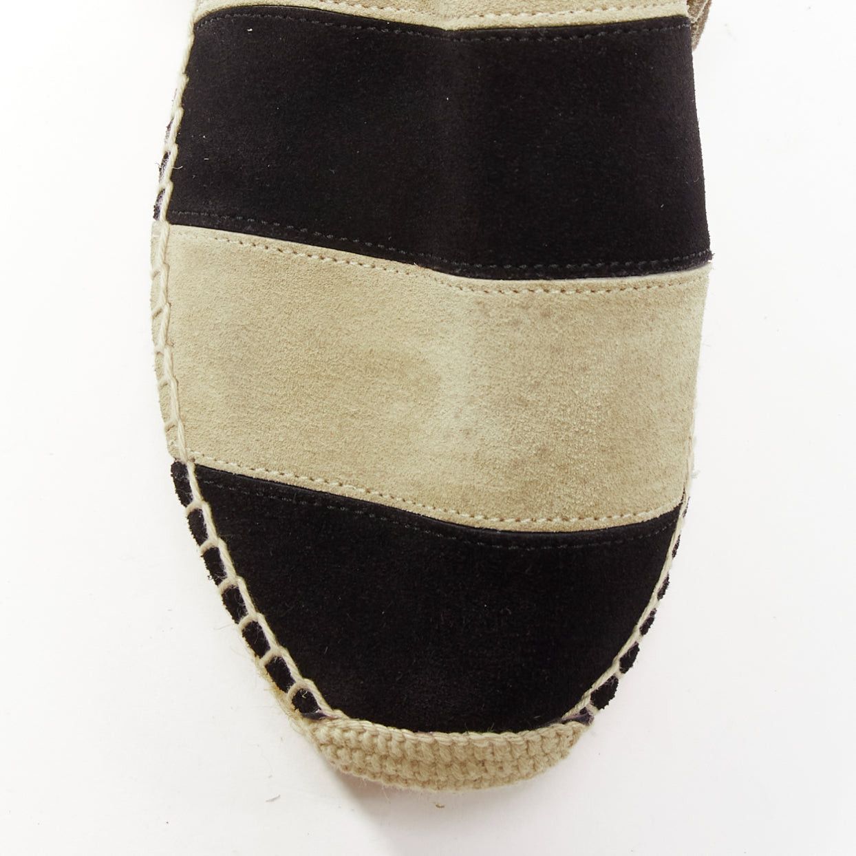 Chloe CHLOE beige black suede leather striped panels fringe slip on espadrilles EU37 Size US 7 / IT 37 - 6 Thumbnail