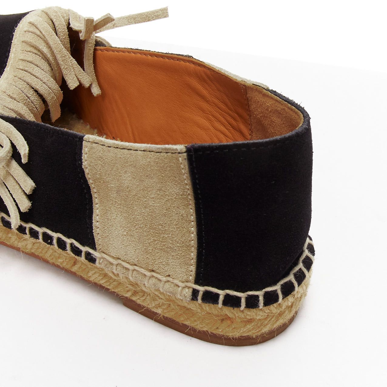 Chloe CHLOE beige black suede leather striped panels fringe slip on espadrilles EU37 Size US 7 / IT 37 - 9 Thumbnail